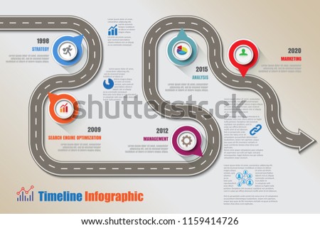 Business road map timeline infographic icons designed for abstract background template milestone element modern diagram process technology digital marketing data presentation chart Vector illustration