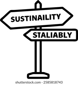 Business road sign pointing to sustainability with copy space concept as A soft abstract image depicts a business road sign pointing towards sustainability symbolizing direction and commitment in sust