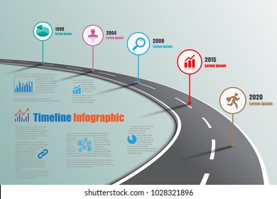 Business road signs map timeline infographic designed for abstract background template milestone element modern diagram process technology digital marketing data presentation chart Vector illustration