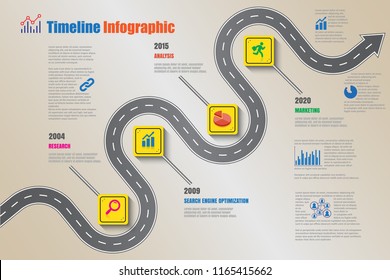 Business road signs map timeline infographic designed for abstract background template milestone element modern diagram process technology digital marketing data presentation chart Vector illustration