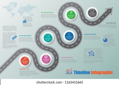 Business road signs map timeline infographic designed for abstract background template milestone element modern diagram process technology digital marketing data presentation chart Vector illustration