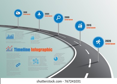 Business road signs map timeline infographic designed for abstract background template milestone element modern diagram process technology digital marketing data presentation chart Vector illustration