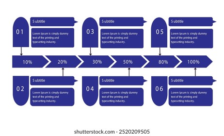 business roadmap design with a white background, blue boxes, and white text. Perfect for corporate use, it visually presents business goals, strategies, and timelines in a professional