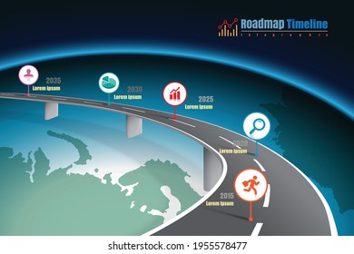 Business roadmap expressway timeline infographic world designed for abstract background template element modern diagram technology digital marketing data presentation chart Vector illustration