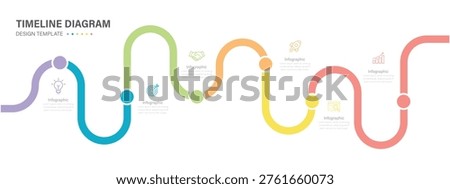 Business roadmap timeline infographic with 6 milestones and  place for your data. Vector illustration