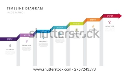 Business roadmap timeline infographic with 7 milestones elements, diagram, and icon, vector.