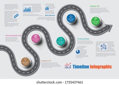 Business roadmap timeline infographic template with pointers designed for abstract background milestone modern diagram process technology digital marketing data presentation chart Vector illustration