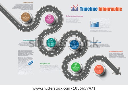 Business roadmap timeline infographic template with pointers designed for abstract background milestone modern diagram process technology digital marketing data presentation chart Vector illustration