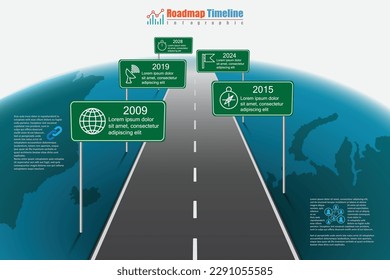 Timeline-Vorlage für die Infowelt der Geschäftswelt mit Zeigern für Meilenstein-Element Modernes Diagramm Technologie Digital-Marketing-Daten-Präsentation Vektorgrafik