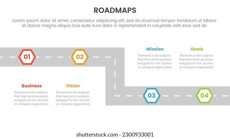 marco de trabajo de hojas de ruta de negocios infografía de 3 etapas con forma de peine de abeja de vía recta y concepto de tema ligero para presentación de diapositivas