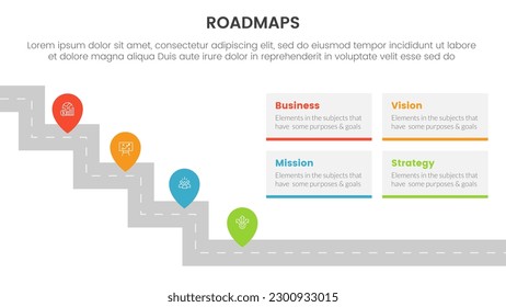 plan de trabajo infraestructura de procesos de hojas de ruta 3 etapas con escaleras o escaleras y concepto de tema ligero para presentación de diapositivas