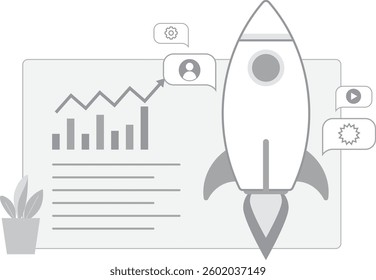 Business Rocket and Growth Chart