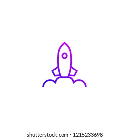 Business rocket icon. Rocket smoke icon. Business improvement icon.