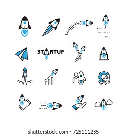 Business and Rocket icons set,vector