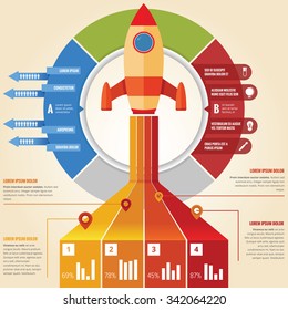 Business Rocket Infographic With Pie Chart And Graphic