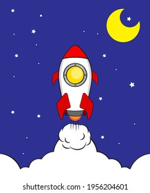 Business rocket launch. Startup space design rocketship innovation product. Innovation product,creative idea.Management. go to the Moon