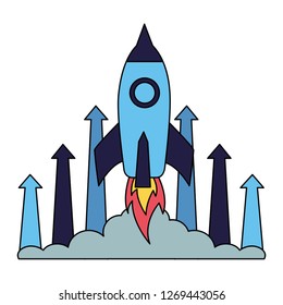 business rocket launching financial arrows