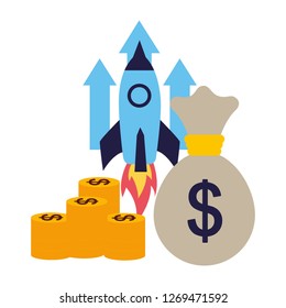 business rocket money bag coins