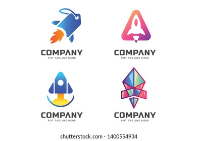 Business Rocket Space Logo Set - Isolated On White Background - Vector Illustration, Graphic Design Editable For Your Design. Modern Flat Icons