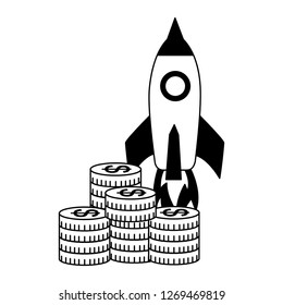 business rocket stack coins money