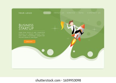 Business Rocket Start Up Concept for web page, banner, presentation, social media. Vector illustration