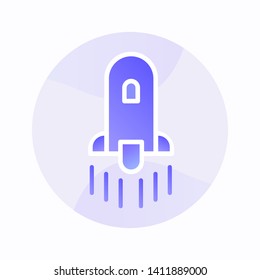 Business rocket startup flat icon with gradient style