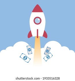 Business rocket startup launch concept, Vector illustration in flat style