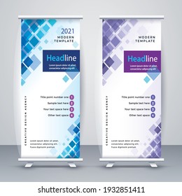 Business Roll Up 2021. Standee Design. Banner Template. Presentation and Brochure Flyer. Vector illustration 