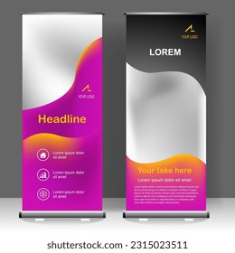 Business Roll up banner beauty template design, for brochure, business, flyer, infographics. modern x-banner and flag-banner advertising. vector illustration