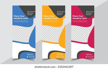 Business Roll Up Banner corporate Roll up background for Presentation, Vertical roll up, x-stand, exhibition display, Retractable banner