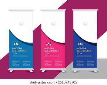 Business Roll Up Banner. Corporate Roll up background for Presentation. Modern stand banner, x- banner template design. Creative roll up banner template design for business
