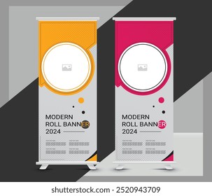 Business Roll Up Banner. Corporate Roll up background for Presentation. Modern stand banner, x- banner template design. Creative roll up banner template design for business