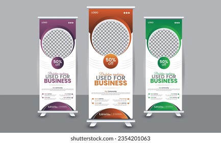 
Business Roll Up Banner design, Bundle of Advertising vertical Template, X-banner for Business, Clean and Professional Pull Up with nice gradient color