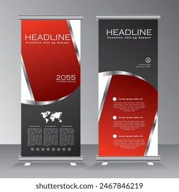 Business roll up banner design, corporate Business roll up banner template Design. Digital Marketing Agency roll up banner design with red colour. vector eps