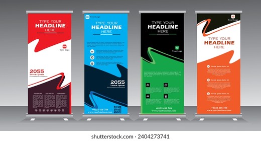 Business roll up banner design for events, meetings, presentations, exhibition, conference with print ready colors, 04 roll up banner, vector eps 10