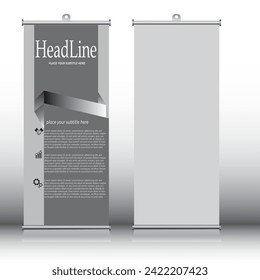 Business roll up banner design for business events, Annual Meetings, Presentations, marketing, promotions, with blue, ash, and  print ready colors
