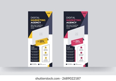 Design de banner de resumo comercial ou modelo de banner de pull-up
