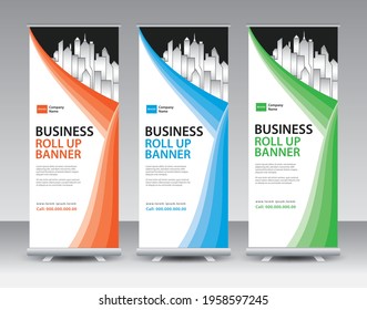 Business Roll Up banner design, Roll Up Banner template, Sale banner stand or flag design layout, Standee Design, Presentation, poster, flyer, ads, Modern Exhibition, Banner design vector