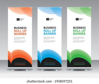 Business Roll Up banner design, Roll Up Banner template, Sale banner stand or flag design layout, Standee Design, Presentation, poster, flyer, ads, Modern Exhibition, Banner design vector