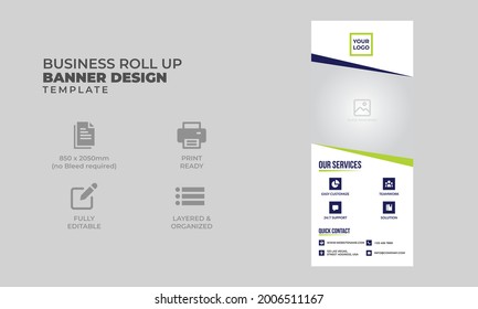 Diseño de banners para el desarrollo de empresas con diseño verde, azul y blanco
