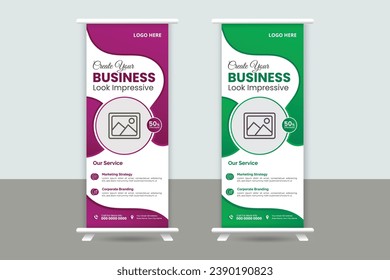 plantilla de diseño de banner de business roll up, diseño de banners corporativos con vector, anuncio de la empresa de banner roll up.