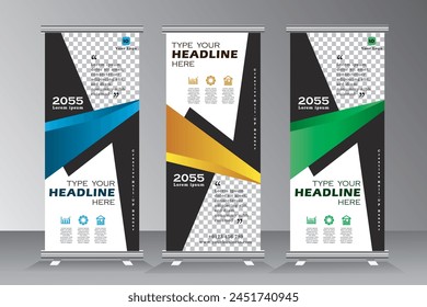 Business Roll up banner design template, Business vertical banner layout. vertical, abstract background, pull up design, modern x-banner, rectangle size, presentation, advertisement, print medi