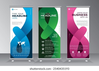 Business roll up banner design template and vertical banner for advertisement, polygon background, vector banner, business display banner, brochure, x-banner, Standee,