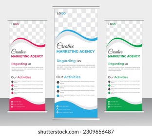 Business roll up banner design vector template.