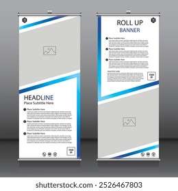 Business roll up banner design vector template, Abstract background, Modern vector x-banner for marketing, Vector illustration.
