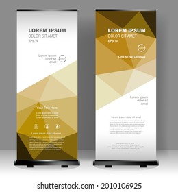 Business Roll up banner luxury polygon vertical template design, for brochure, business, flyer, infographics. modern x-banner and flag-banner advertising. vector illustration