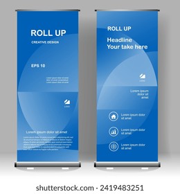 Business Roll up Banner Luxus Template Design, für Broschüren, Business, Flyer, Infografiken. moderne x-banner- und Flaggenbanner-Werbung. Vektorgrafik