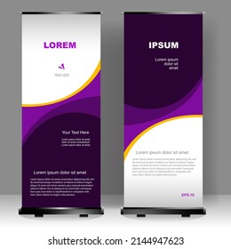 Business Roll up banner luxury vertical template design, for brochure, business, flyer, infographics. modern x-banner and flag-banner advertising. vector illustration