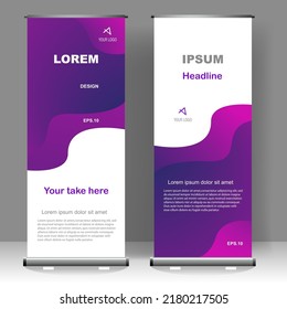 Business Roll up Banner diseño de plantilla vertical de lujo, para folletos, negocios, volante, infografías. moderna publicidad de x-banner y banner. ilustración vectorial