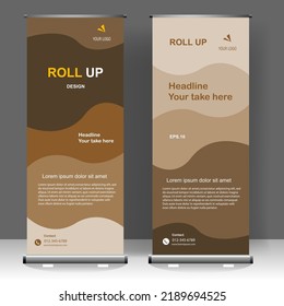 Business Roll up banner luxury vertical template design, for brochure, business, flyer, infographics. modern x-banner and flag-banner advertising. vector illustration